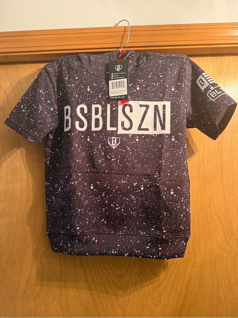 BSBL SZN Kids Short Sleeve Tee Hoodie - Black Splatter